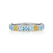 SLOANE STREET Sterling Silver and 18K Yellow Gold Sky Blue Topaz Station Ring