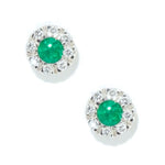 Load image into Gallery viewer, Emerald and Diamond Halo Earrings
