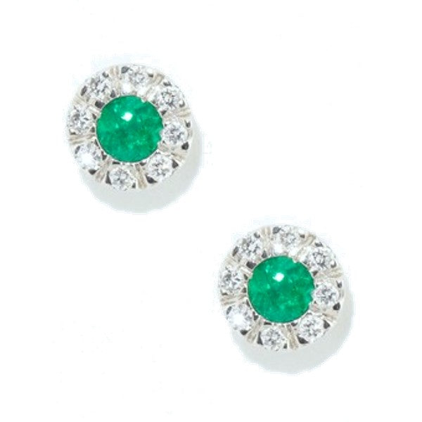 Emerald and Diamond Halo Earrings