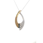 Load image into Gallery viewer, 14K White and Yellow Gold Open Teardrop Diamond Pendant
