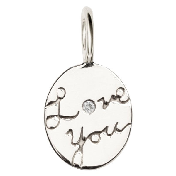 HEATHER B MOORE Sterling Silver Love You Charm With Diamond