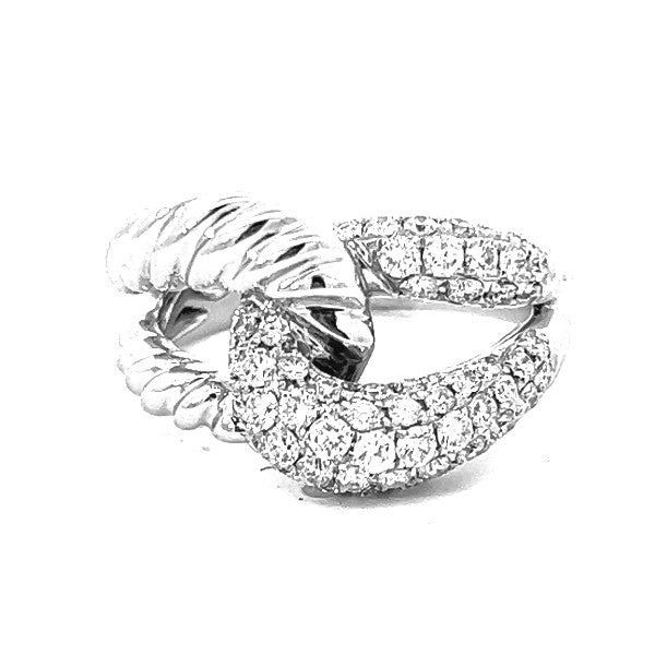 18K White Gold Diamond Interlocking Band Fashion Ring