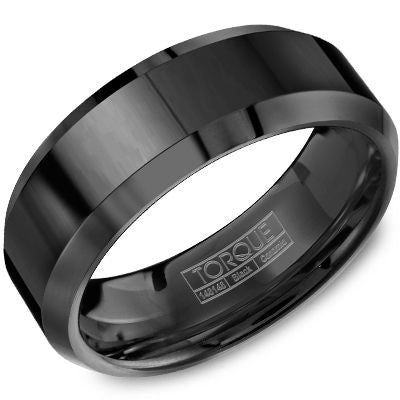 CROWN RING Men's Black Ceramic Band