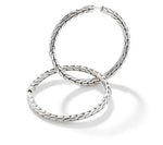 Load image into Gallery viewer, Classic Chain Silver Medium Hoop Earrings With Full Closurev
