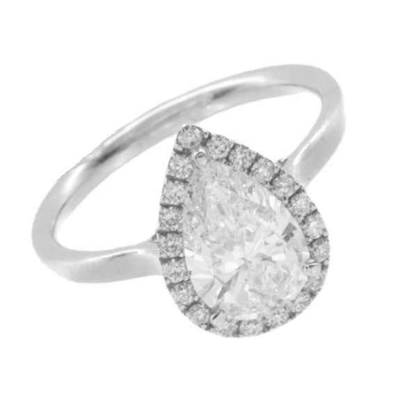 Platinum Pear Halo Engagement Ring