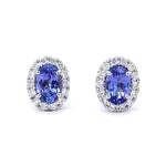 Load image into Gallery viewer, Tanzanite and Diamond Halo Earrings
