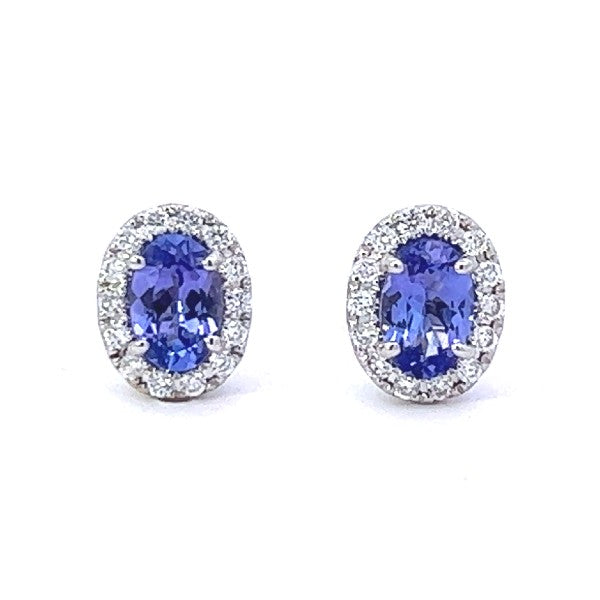 Tanzanite and Diamond Halo Earrings