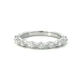 Load image into Gallery viewer, 14K White Gold Wedding Band with Alternating Marquise and Round Diamonds