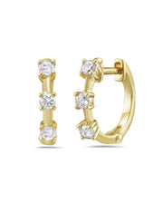 14K Yellow Gold Diamond Huggie Earrings