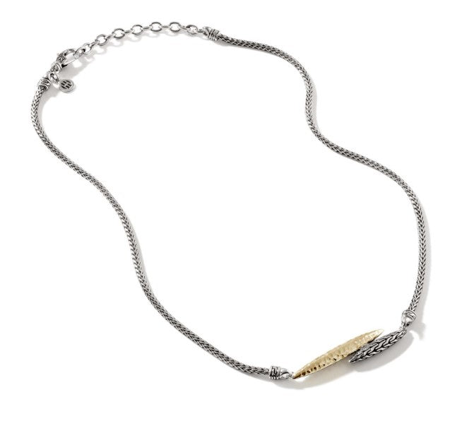 Classic Chain Hammered Two-Tone Mini Chain Necklace