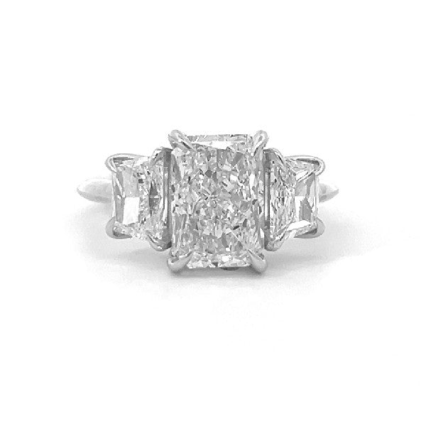 Lab Grown 3-Stone Emerald Cut Diamond Ring 4.51cttw 14K White Gold