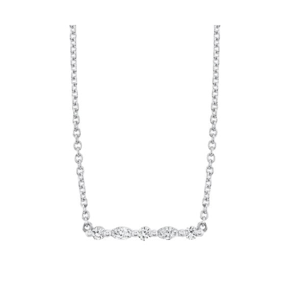 MICHAEL M 18K White Gold Mini Montage Marquise and Round Cut Diamond Bar Necklace
