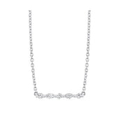 MICHAEL M 18K White Gold Mini Montage Marquise and Round Cut Diamond Bar Necklace