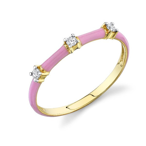 Stackable Pink Enamel and Diamond Band