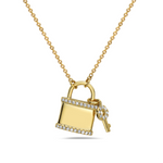 Load image into Gallery viewer, 14K Yellow Gold Lock and Key Diamond Necklace
