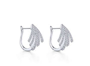 14K White Gold Diamond Fringe Fan Diamond Earrings
