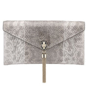 Pre-Owned BVLGARI Metallic Karung Crystal Rose Cocktail Clutch