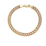 14K Yellow Gold Double Curb Link Charm Bracelet