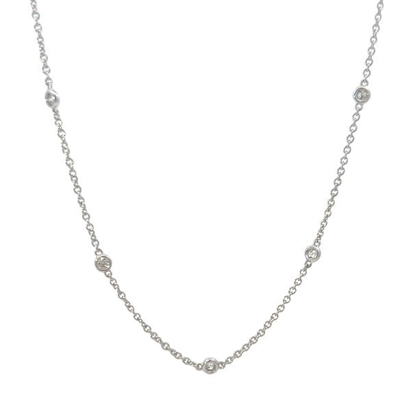 14K White Gold Diamond Station Necklace