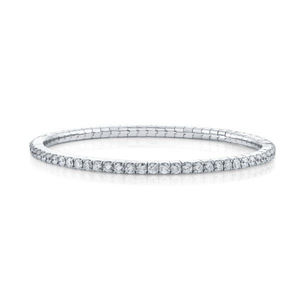SLOANE STREET Sterling Silver Stretchable White Topaz Tennis Bracelet