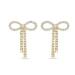 Load image into Gallery viewer, 14K Yellow Gold Mini Diamond Bow Earrings