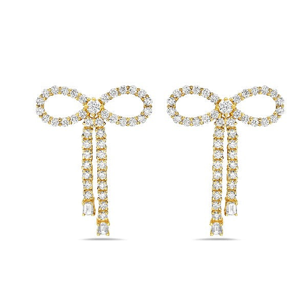 14K Yellow Gold Mini Diamond Bow Earrings