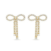 14K Yellow Gold Mini Diamond Bow Earrings