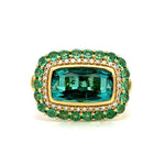 Load image into Gallery viewer, SLOANE STREET 18K Yellow Gold Tourmaline and Emerald Ring
