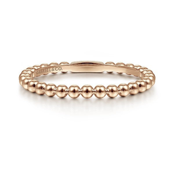 14K Rose Gold Beaded Stacking Band