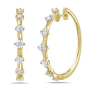 14K Yellow Gold Diamond Hoop Earrings