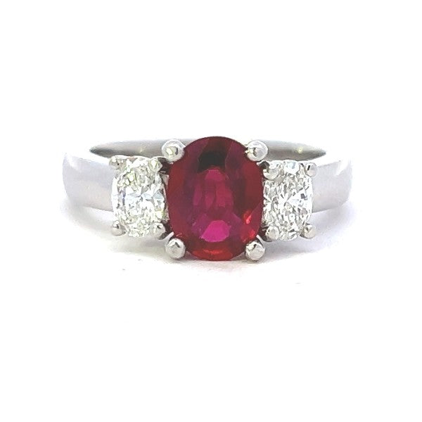 Platinum Ruby and Diamond Ring