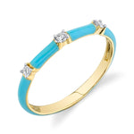 Load image into Gallery viewer, Stackable Turquoise Enamel and Diamond Band

