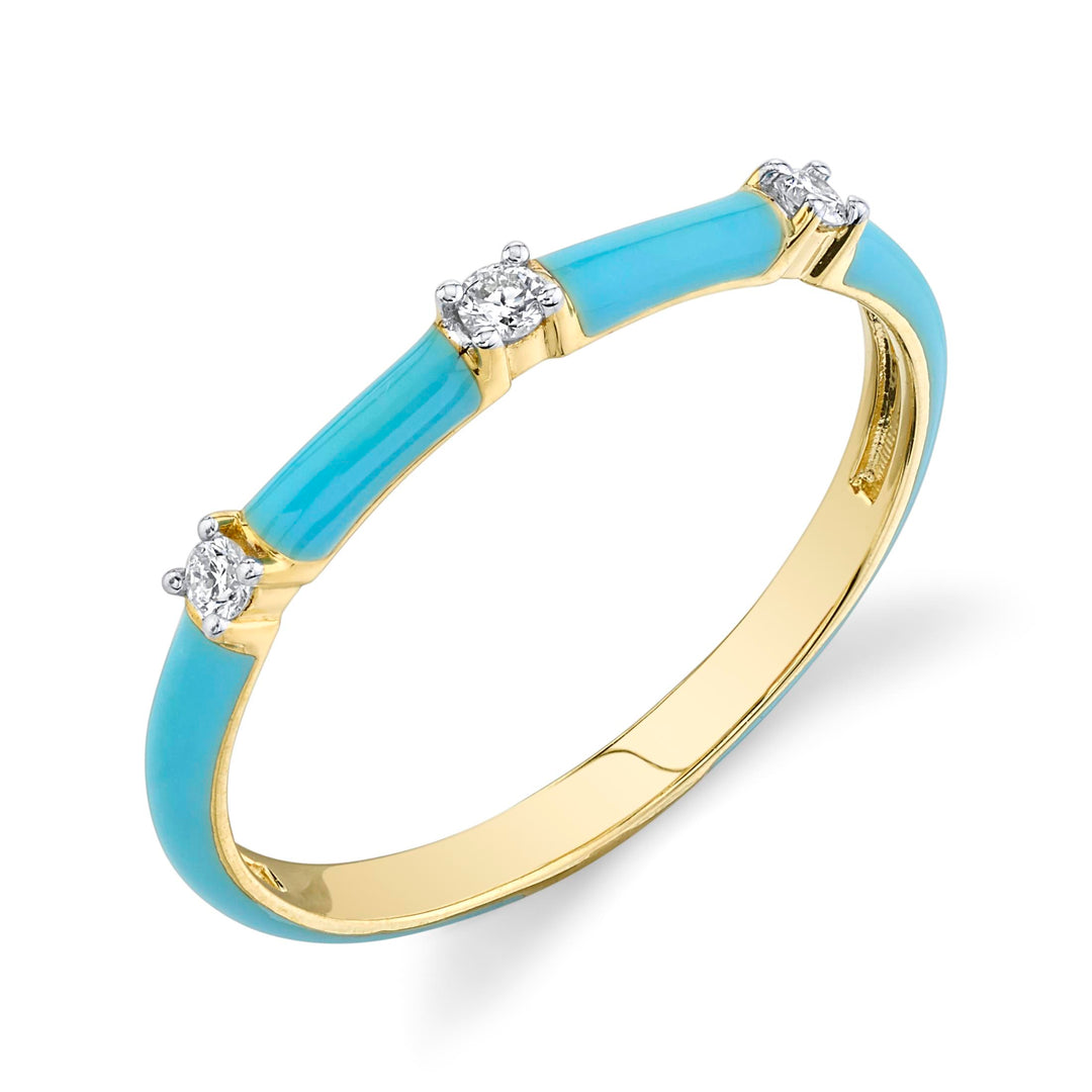 Stackable Turquoise Enamel and Diamond Band