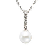 18K White Gold Pearl and Diamond Pendant