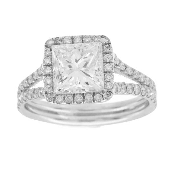 Platinum Princess Halo Engagement Ring