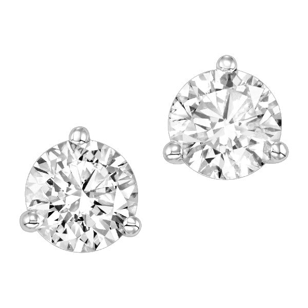 14K White Gold Natural Diamond Stud Earrings - 2.00cttw