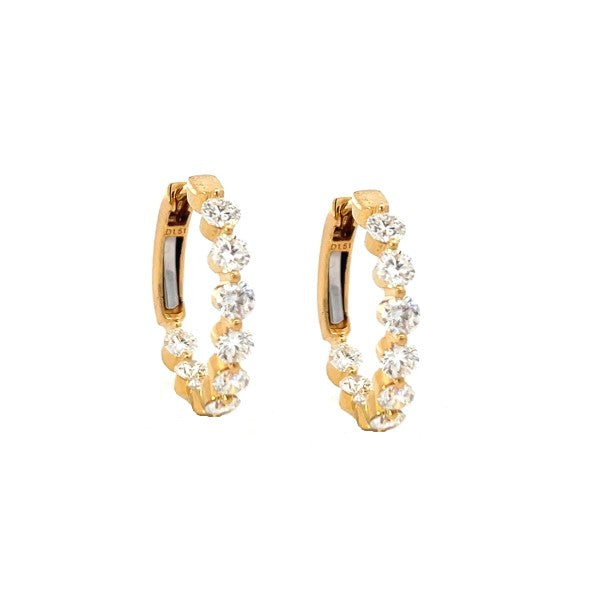 14K Yellow Gold Inside/Out Diamond Hoop Earrings 1.51cttw