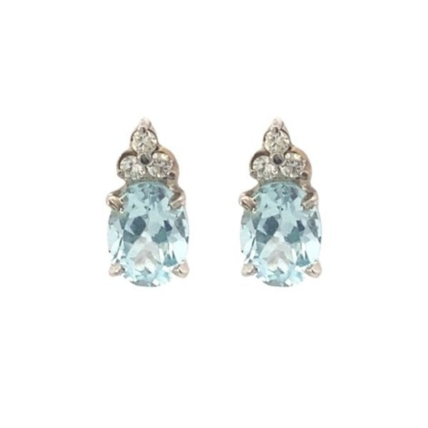 14k White Gold Aquamarine and Diamond Earrings