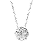 14k White Gold Diamond Cluster Necklace