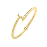 14K Yellow Gold Bypass Nail Head Bangle