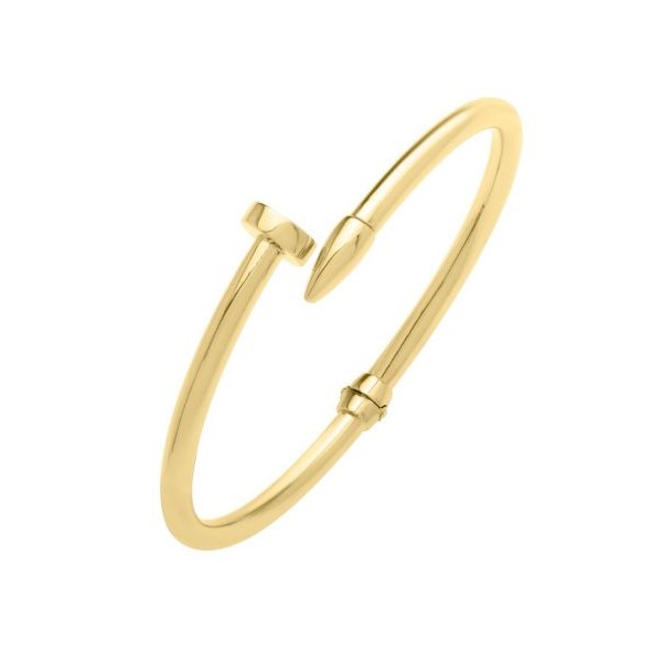 14K Yellow Gold Bypass Nail Head Bangle