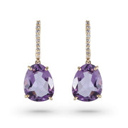 VIANNA 18K Yellow Gold Amethyst and Diamond Drop Earrings