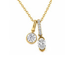 Load image into Gallery viewer, 14K Yellow Gold Oval and Round Diamond Dangle Necklace