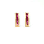 Load image into Gallery viewer, 14K Yellow Gold Channel-Set Ruby Stud Earrings
