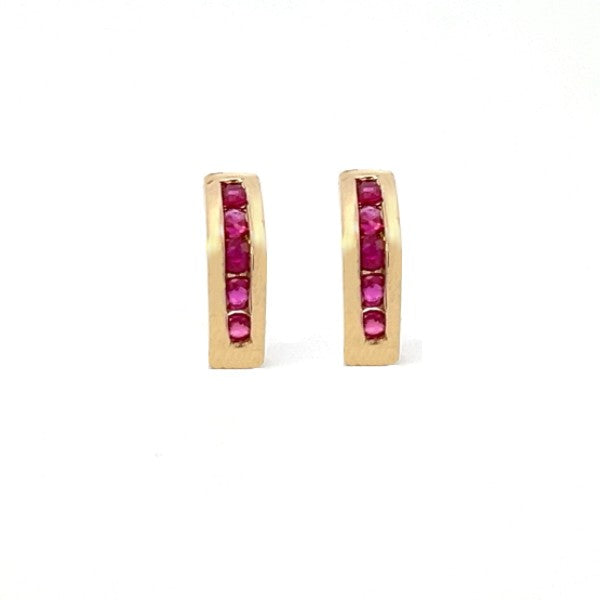 14K Yellow Gold Channel-Set Ruby Stud Earrings