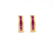 14K Yellow Gold Channel-Set Ruby Stud Earrings
