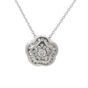18K White Gold Diamond Flower Pendant