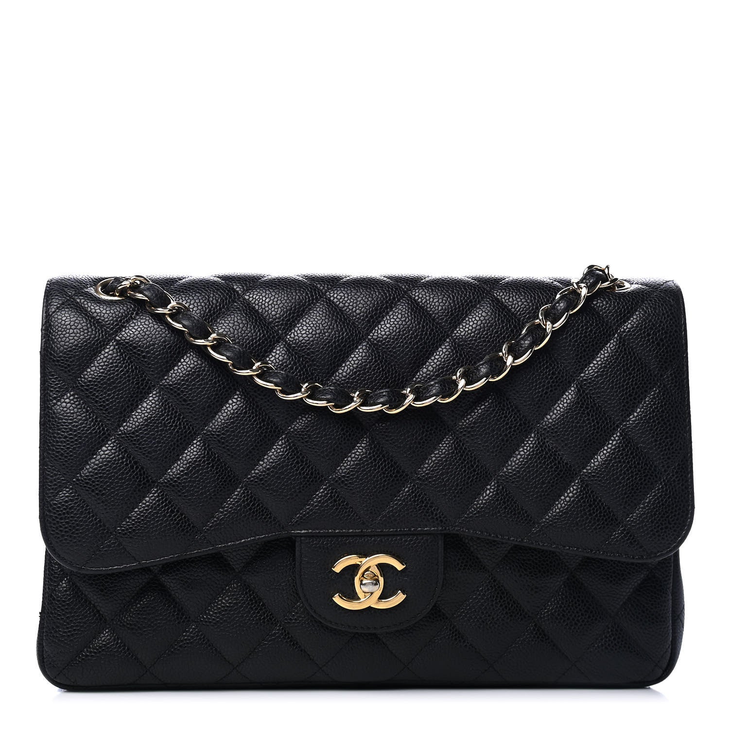 CHANEL ブラックレザー バッグ Pre-Owned CHANEL Classic Flap Bag Caviar Quilted Jumbo – Mazzarese