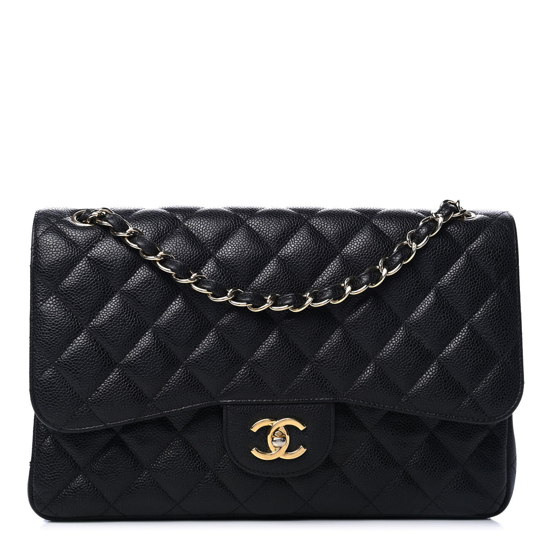 Pre-Owned CHANEL  Classic Flap Bag  Caviar Quilted Jumbo