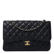 Pre-Owned CHANEL  Classic Flap Bag  Caviar Quilted Jumbo